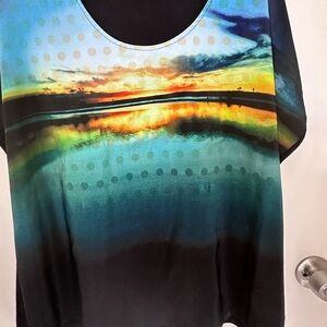 Boxy Orange and Yellow Blouse with Vibrant Design